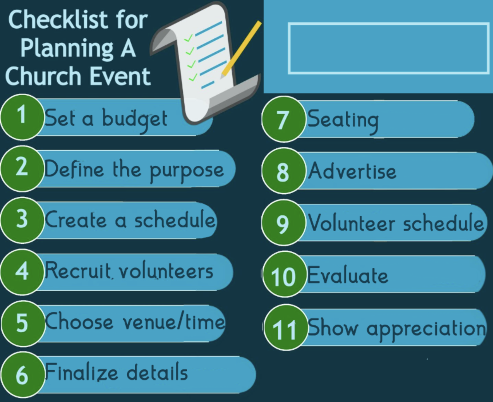 Church event planning checklist